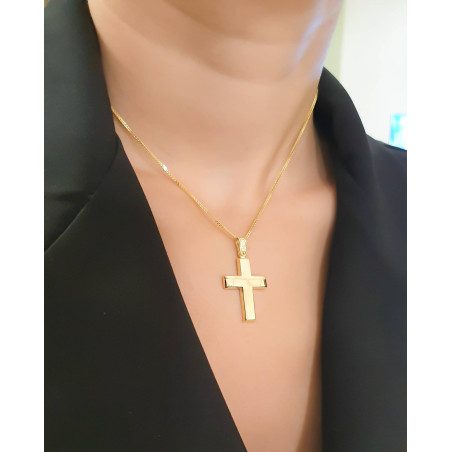 Χρυσός Ανδρικός σταυρός με αλυσίδα 14 Καρατίων