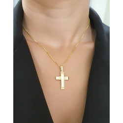 Χρυσός Ανδρικός σταυρός με αλυσίδα 14 Καρατίων