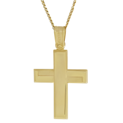 Χρυσός Ανδρικός σταυρός με αλυσίδα 14 Καρατίων