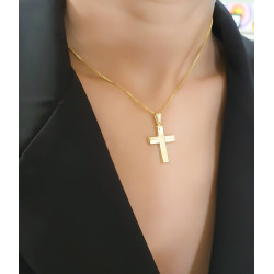 Χρυσός Ανδρικός σταυρός με αλυσίδα 14 Καρατίων