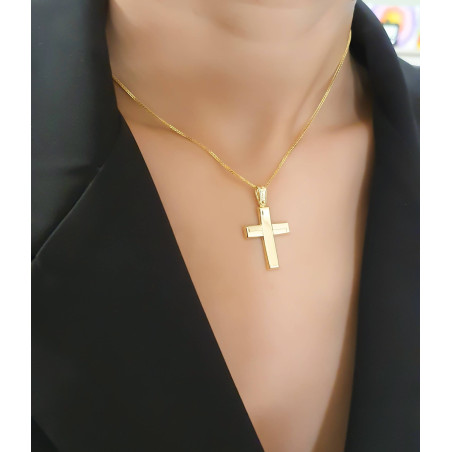 Χρυσός Ανδρικός σταυρός με αλυσίδα 14 Καρατίων