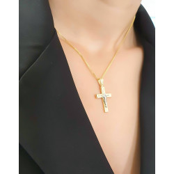 Χρυσός Ανδρικός σταυρός με αλυσίδα 14 Καρατίων