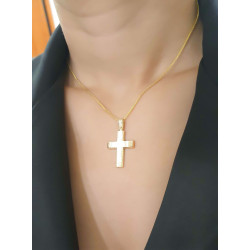 Χρυσός Ανδρικός σταυρός με αλυσίδα 14 Καρατίων