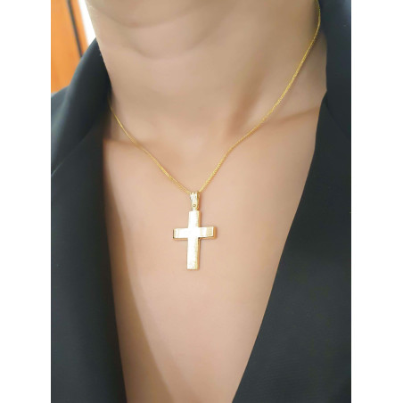 Χρυσός Ανδρικός σταυρός με αλυσίδα 14 Καρατίων