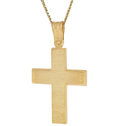 Χρυσός Ανδρικός σταυρός με αλυσίδα 14 Καρατίων