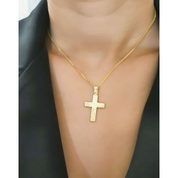 Χρυσός Ανδρικός σταυρός με αλυσίδα 14 Καρατίων