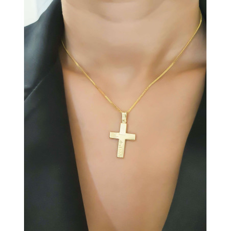 Χρυσός Ανδρικός σταυρός με αλυσίδα 14 Καρατίων