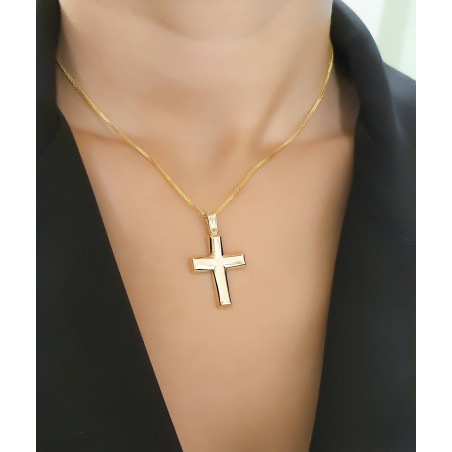 Χρυσός Ανδρικός σταυρός με αλυσίδα 14 Καρατίων