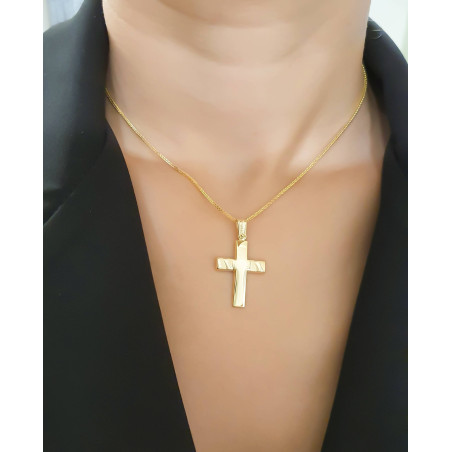 Χρυσός Ανδρικός σταυρός με αλυσίδα 14 Καρατίων