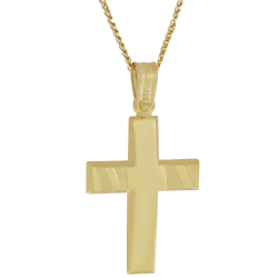 Χρυσός Ανδρικός σταυρός με αλυσίδα 14 Καρατίων