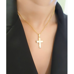 Χρυσός Ανδρικός σταυρός με αλυσίδα 14 Καρατίων