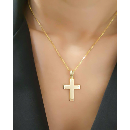 Χρυσός Ανδρικός σταυρός με αλυσίδα 14 Καρατίων