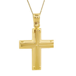 Χρυσός Ανδρικός σταυρός με αλυσίδα 14 Καρατίων