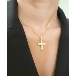 Χρυσός Ανδρικός σταυρός με αλυσίδα 14 Καρατίων
