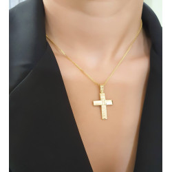 Χρυσός Ανδρικός σταυρός με αλυσίδα 14 Καρατίων