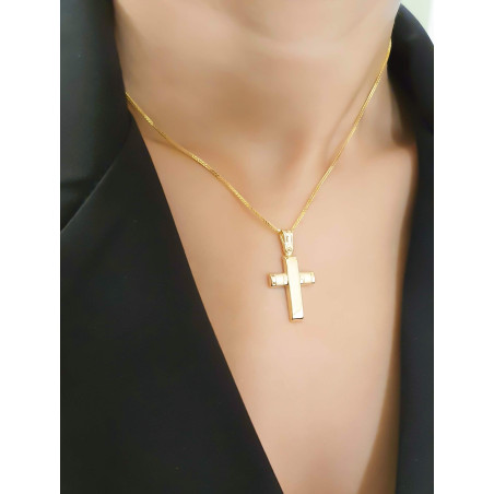 Χρυσός Ανδρικός σταυρός με αλυσίδα 14 Καρατίων