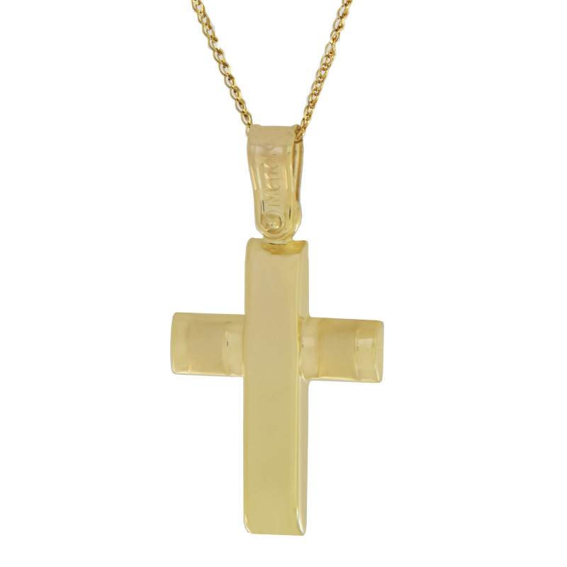 Χρυσός Ανδρικός σταυρός με αλυσίδα 14 Καρατίων