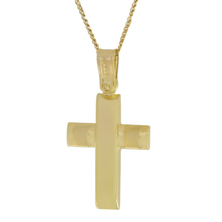 Χρυσός Ανδρικός σταυρός με αλυσίδα 14 Καρατίων
