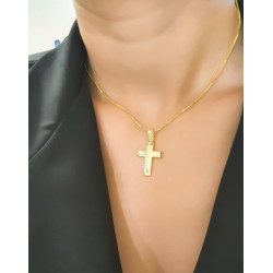 Χρυσός Ανδρικός σταυρός με αλυσίδα 14 Καρατίων