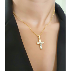 Χρυσός Ανδρικός σταυρός με αλυσίδα 14 Καρατίων