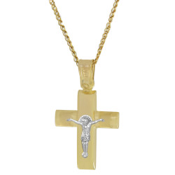 Χρυσός Ανδρικός σταυρός με αλυσίδα 14 Καρατίων