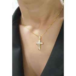 Χρυσός Ανδρικός σταυρός με αλυσίδα 14 Καρατίων