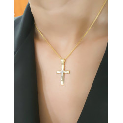 Χρυσός Ανδρικός σταυρός με αλυσίδα 14 Καρατίων