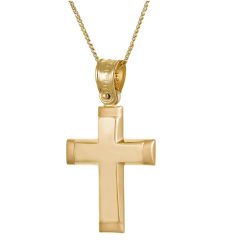 Χρυσός Ανδρικός σταυρός με αλυσίδα 14 Καρατίων