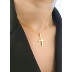 Χρυσός Ανδρικός σταυρός με αλυσίδα 14 Καρατίων