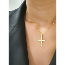 Χρυσός Ανδρικός σταυρός με αλυσίδα 14 Καρατίων