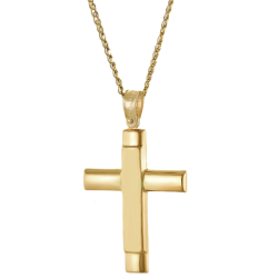 Χρυσός Ανδρικός σταυρός με αλυσίδα 14 Καρατίων