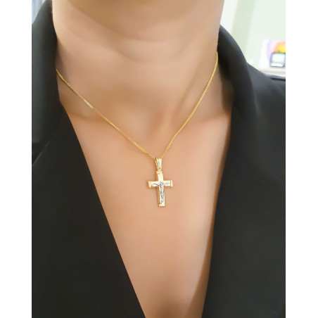 Χρυσός Ανδρικός σταυρός με αλυσίδα 14 Καρατίων