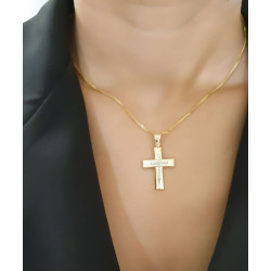 Χρυσός γυναικείος σταυρός με αλυσίδα 14 Καρατίων