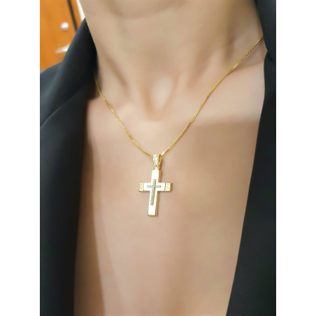 Χρυσός γυναικείος σταυρός με αλυσίδα 14 Καρατίων