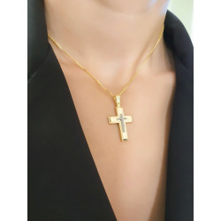 Χρυσός γυναικείος σταυρός με αλυσίδα 14 Καρατίων