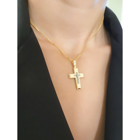 Χρυσός γυναικείος σταυρός με αλυσίδα 14 Καρατίων