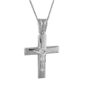 Λευκόχρυσος Ανδρικός σταυρός με αλυσίδα 14 Καρατίων