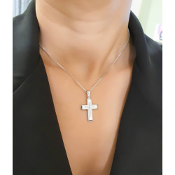 Λευκόχρυσος ανδρικός σταυρός 14 Καρατίων