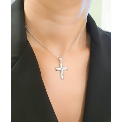 Λευκόχρυσος ανδρικός σταυρός 14 Καρατίων