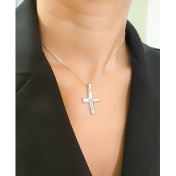 Λευκόχρυσος ανδρικός σταυρός 14 Καρατίων
