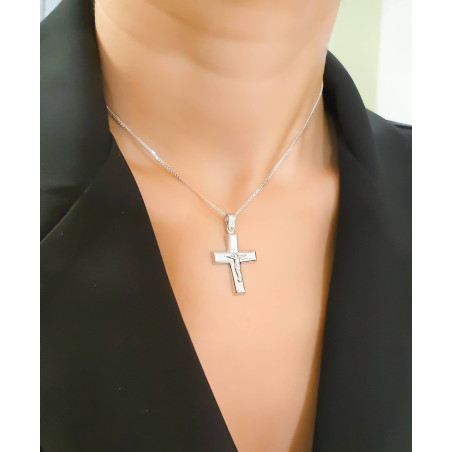 Λευκόχρυσος ανδρικός σταυρός 14 Καρατίων
