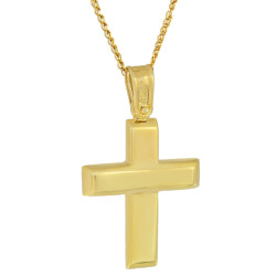 Χρυσός Ανδρικός σταυρός με αλυσίδα 14 Καρατίων