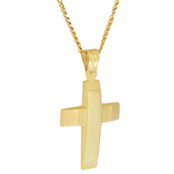 Χρυσός Ανδρικός σταυρός με αλυσίδα 14 Καρατίων