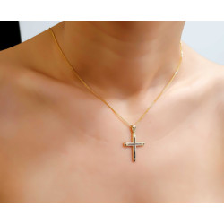 Χρυσός Ανδρικός σταυρός με αλυσίδα 14 Καρατίων