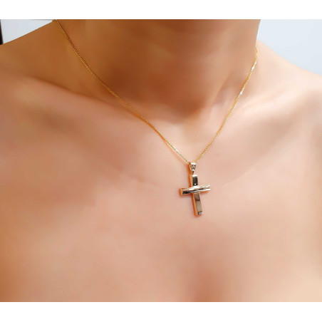 Χρυσός Ανδρικός σταυρός με αλυσίδα 14 Καρατίων