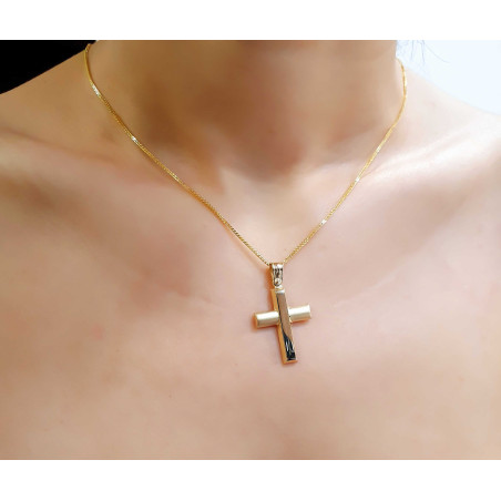 Χρυσός ανδρικός σταυρός με αλυσίδα 14 Καρατίων