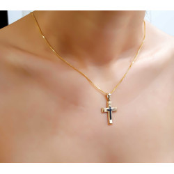 Χρυσός Ανδρικός σταυρός με αλυσίδα 14 Καρατίων