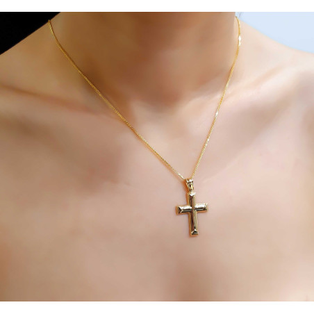 Χρυσός ανδρικός σταυρός με αλυσίδα 14 Καρατίων