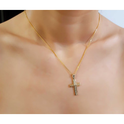 Χρυσός Ανδρικός σταυρός με αλυσίδα 14 Καρατίων