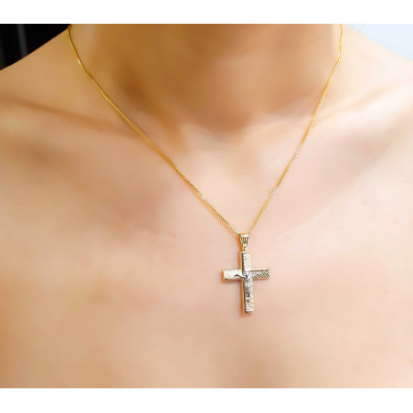 Χρυσός ανδρικός σταυρός με αλυσίδα 14 Καρατίων